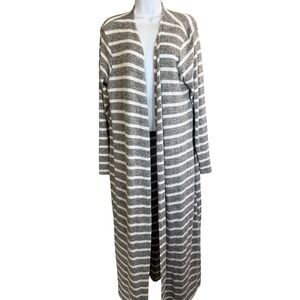 Intimately Free People Longline Sweater Cardigan L Gray Stripe Cozy Minimalist